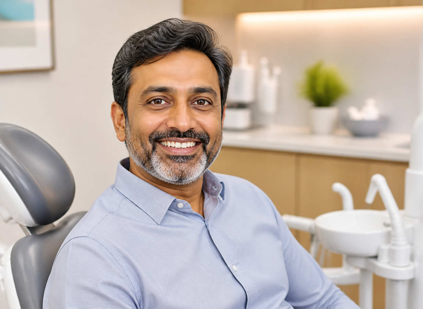 Happy man after receiving a dental crown